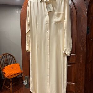 Elegant Cream Long Sleeve Dress